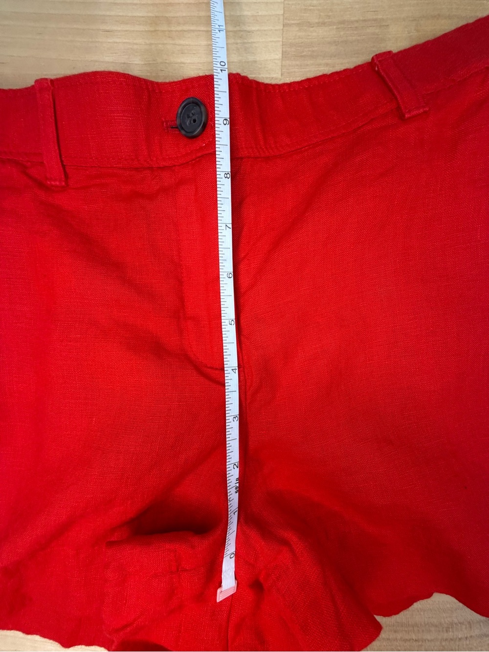 J. Crew Red Mid Rise 100% Linen Shorts - Picture 7 of 10